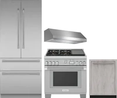 4 Piece Package Includes Refrigerator, Range, Hood And Dishwasher