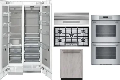 6 Piece Package Includes Refrigerator, Freezer, Cooktop, Wall Oven, Hood And Dishwasher