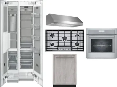 6 Piece Package Includes Refrigerator, Freezer, Cooktop, Wall Oven, Hood And Dishwasher