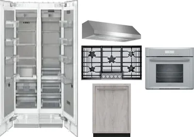 6 Piece Package Includes Refrigerator, Freezer, Cooktop, Wall Oven, Hood And Dishwasher