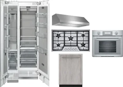 6 Piece Package Includes Refrigerator, Freezer, Cooktop, Wall Oven, Hood And Dishwasher