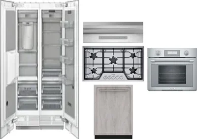 6 Piece Package Includes Refrigerator, Freezer, Cooktop, Wall Oven, Hood And Dishwasher
