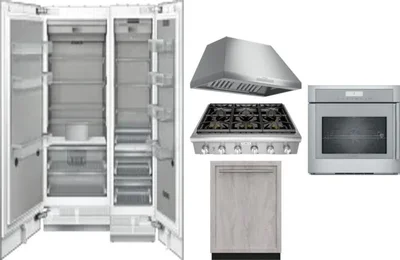 6 Piece Package Includes Refrigerator, Freezer, Cooktop, Wall Oven, Hood And Dishwasher