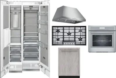 6 Piece Package Includes Refrigerator, Freezer, Cooktop, Wall Oven, Hood And Dishwasher