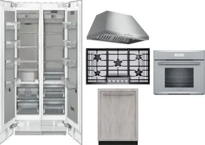 6 Piece Package Includes Refrigerator, Freezer, Cooktop, Wall Oven, Hood And Dishwasher
