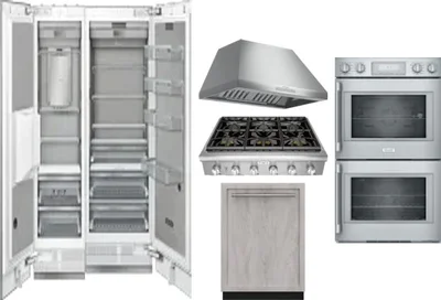6 Piece Package Includes Refrigerator, Freezer, Cooktop, Wall Oven, Hood And Dishwasher