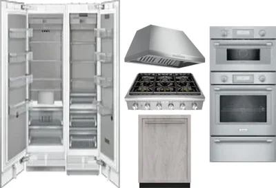 6 Piece Package Includes Refrigerator, Freezer, Cooktop, Wall Oven, Hood And Dishwasher