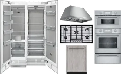 6 Piece Package Includes Refrigerator, Freezer, Cooktop, Wall Oven, Hood And Dishwasher