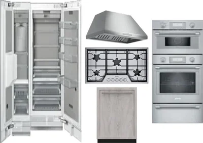 6 Piece Package Includes Refrigerator, Freezer, Cooktop, Wall Oven, Hood And Dishwasher