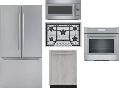 5 Piece Package Includes Refrigerator, Cooktop, Wall Oven, Microwave And Dishwasher