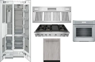 6 Piece Package Includes Refrigerator, Freezer, Cooktop, Wall Oven, Hood And Dishwasher