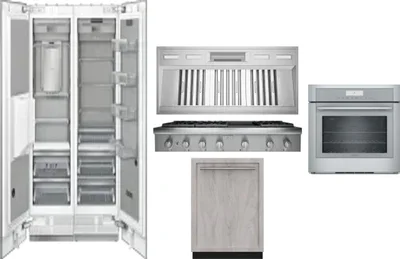 6 Piece Package Includes Refrigerator, Freezer, Cooktop, Wall Oven, Hood And Dishwasher