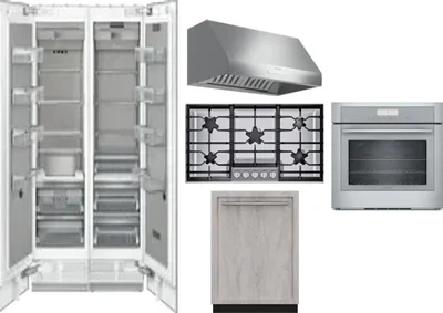 6 Piece Package Includes Refrigerator, Freezer, Cooktop, Wall Oven, Hood And Dishwasher