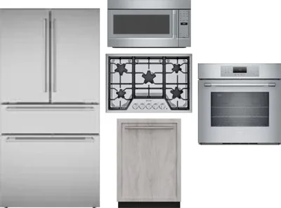 5 Piece Package Includes Refrigerator, Cooktop, Wall Oven, Microwave And Dishwasher
