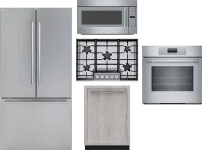 5 Piece Package Includes Refrigerator, Cooktop, Wall Oven, Microwave And Dishwasher