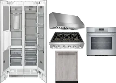 6 Piece Package Includes Refrigerator, Freezer, Cooktop, Wall Oven, Hood And Dishwasher