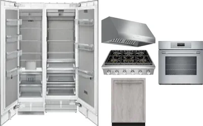 6 Piece Package Includes Refrigerator, Freezer, Cooktop, Wall Oven, Hood And Dishwasher