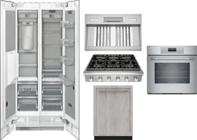 6 Piece Package Includes Refrigerator, Freezer, Cooktop, Wall Oven, Hood And Dishwasher