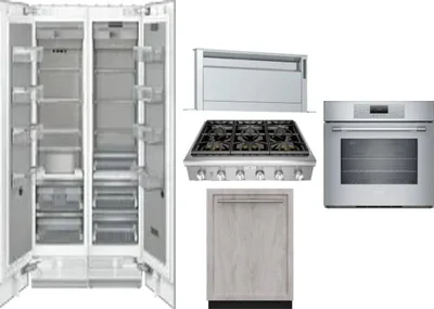6 Piece Package Includes Refrigerator, Freezer, Cooktop, Wall Oven, Hood And Dishwasher