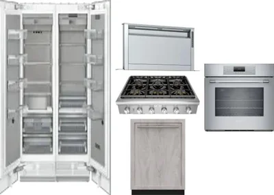 6 Piece Package Includes Refrigerator, Freezer, Cooktop, Wall Oven, Hood And Dishwasher