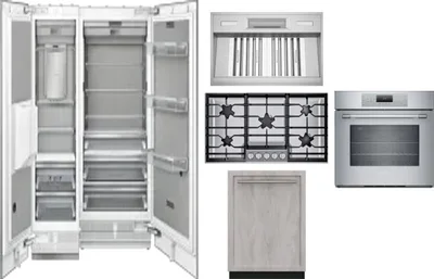 6 Piece Package Includes Refrigerator, Freezer, Cooktop, Wall Oven, Hood And Dishwasher