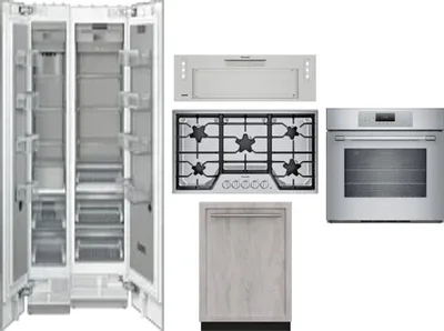 6 Piece Package Includes Refrigerator, Freezer, Cooktop, Wall Oven, Hood And Dishwasher