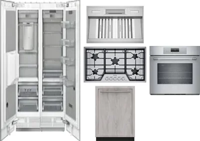 6 Piece Package Includes Refrigerator, Freezer, Cooktop, Wall Oven, Hood And Dishwasher