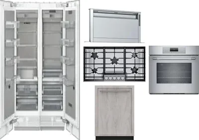 6 Piece Package Includes Refrigerator, Freezer, Cooktop, Wall Oven, Hood And Dishwasher