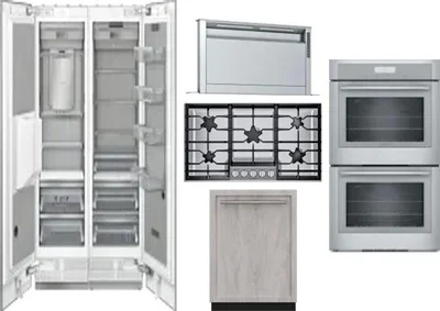 6 Piece Package Includes Refrigerator, Freezer, Cooktop, Wall Oven, Hood And Dishwasher