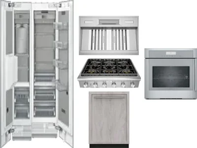 6 Piece Package Includes Refrigerator, Freezer, Cooktop, Wall Oven, Hood And Dishwasher
