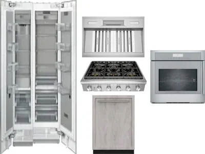 6 Piece Package Includes Refrigerator, Freezer, Cooktop, Wall Oven, Hood And Dishwasher