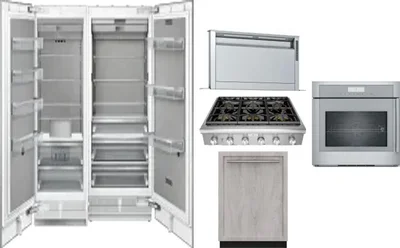 6 Piece Package Includes Refrigerator, Freezer, Cooktop, Wall Oven, Hood And Dishwasher