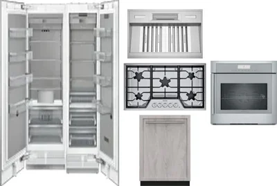 6 Piece Package Includes Refrigerator, Freezer, Cooktop, Wall Oven, Hood And Dishwasher
