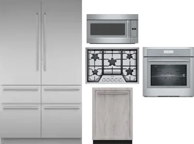 5 Piece Package Includes Refrigerator, Cooktop, Wall Oven, Microwave And Dishwasher