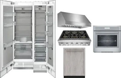 6 Piece Package Includes Refrigerator, Freezer, Cooktop, Wall Oven, Hood And Dishwasher