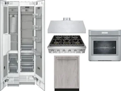 6 Piece Package Includes Refrigerator, Freezer, Cooktop, Wall Oven, Hood And Dishwasher