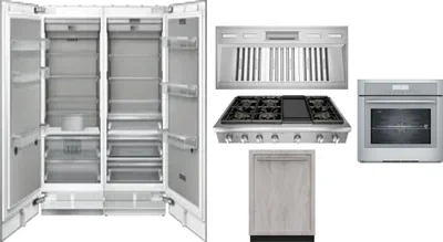 6 Piece Package Includes Refrigerator, Freezer, Cooktop, Wall Oven, Hood And Dishwasher