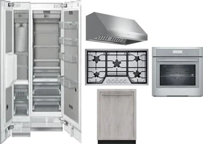 6 Piece Package Includes Refrigerator, Freezer, Cooktop, Wall Oven, Hood And Dishwasher