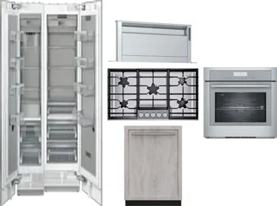 6 Piece Package Includes Refrigerator, Freezer, Cooktop, Wall Oven, Hood And Dishwasher