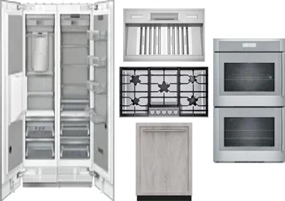 6 Piece Package Includes Refrigerator, Freezer, Cooktop, Wall Oven, Hood And Dishwasher