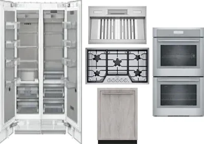 6 Piece Package Includes Refrigerator, Freezer, Cooktop, Wall Oven, Hood And Dishwasher
