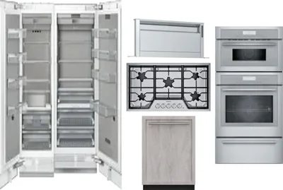 6 Piece Package Includes Refrigerator, Freezer, Cooktop, Wall Oven, Hood And Dishwasher