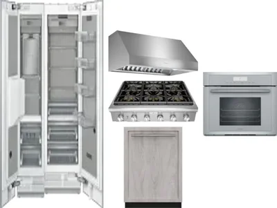 6 Piece Package Includes Refrigerator, Freezer, Cooktop, Wall Oven, Hood And Dishwasher
