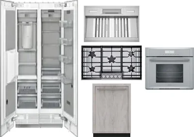 6 Piece Package Includes Refrigerator, Freezer, Cooktop, Wall Oven, Hood And Dishwasher