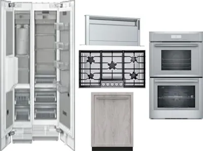 6 Piece Package Includes Refrigerator, Freezer, Cooktop, Wall Oven, Hood And Dishwasher