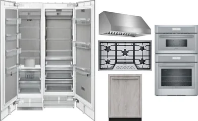 6 Piece Package Includes Refrigerator, Freezer, Cooktop, Wall Oven, Hood And Dishwasher