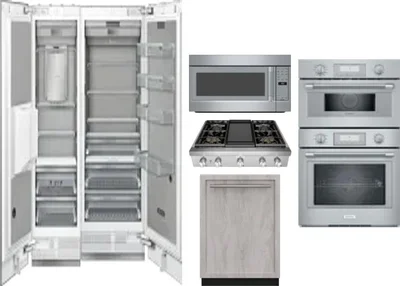 6 Piece Package Includes Refrigerator, Freezer, Cooktop, Wall Oven, Microwave And Dishwasher