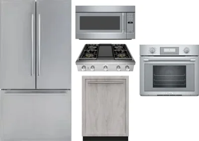 5 Piece Package Includes Refrigerator, Cooktop, Wall Oven, Microwave And Dishwasher