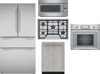 5 Piece Package Includes Refrigerator, Cooktop, Wall Oven, Microwave And Dishwasher
