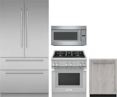 4 Piece Package Includes Refrigerator, Range, Microwave And Dishwasher